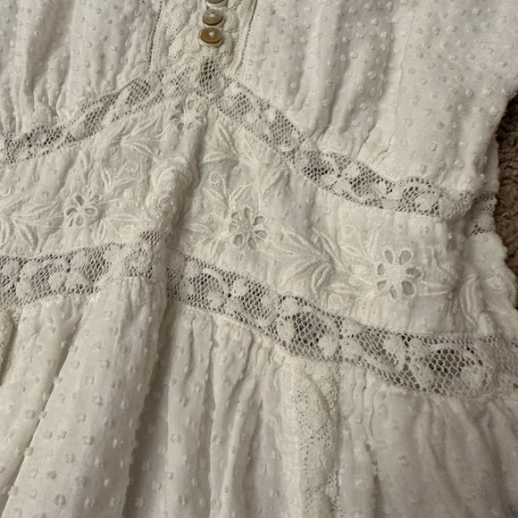 Love Shack Fancy Leno Mini Dress Long Sleeve V Neck Womens White Size 2 - Picture 11 of 15